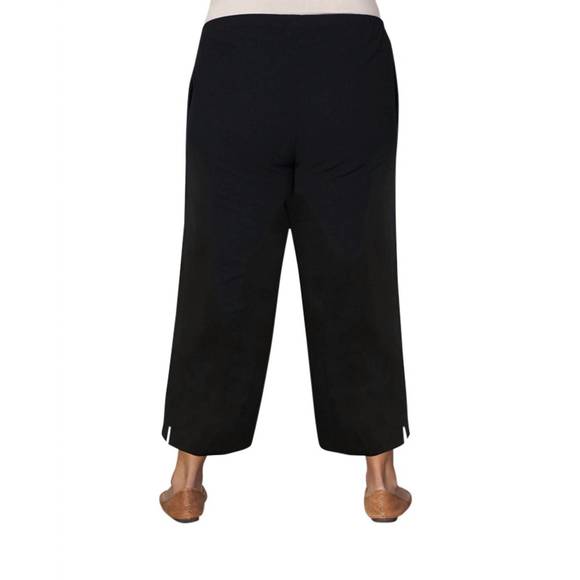 NEW ON THE PLUS SIDE linen pull on wide leg flood pants - plus in black - Picture 2 of 2